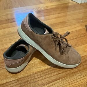 Cole Haan Tan Suede Sneakers with Pink Trim
